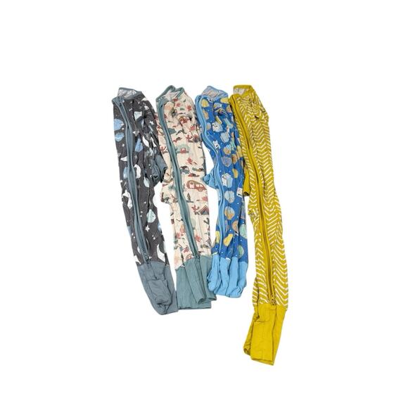 Little Sleepies Bird & Bean Zippy Bamboo Pajamas Baby 4 Pair Size 6-12 M 18-24 M - Picture 1 of 9